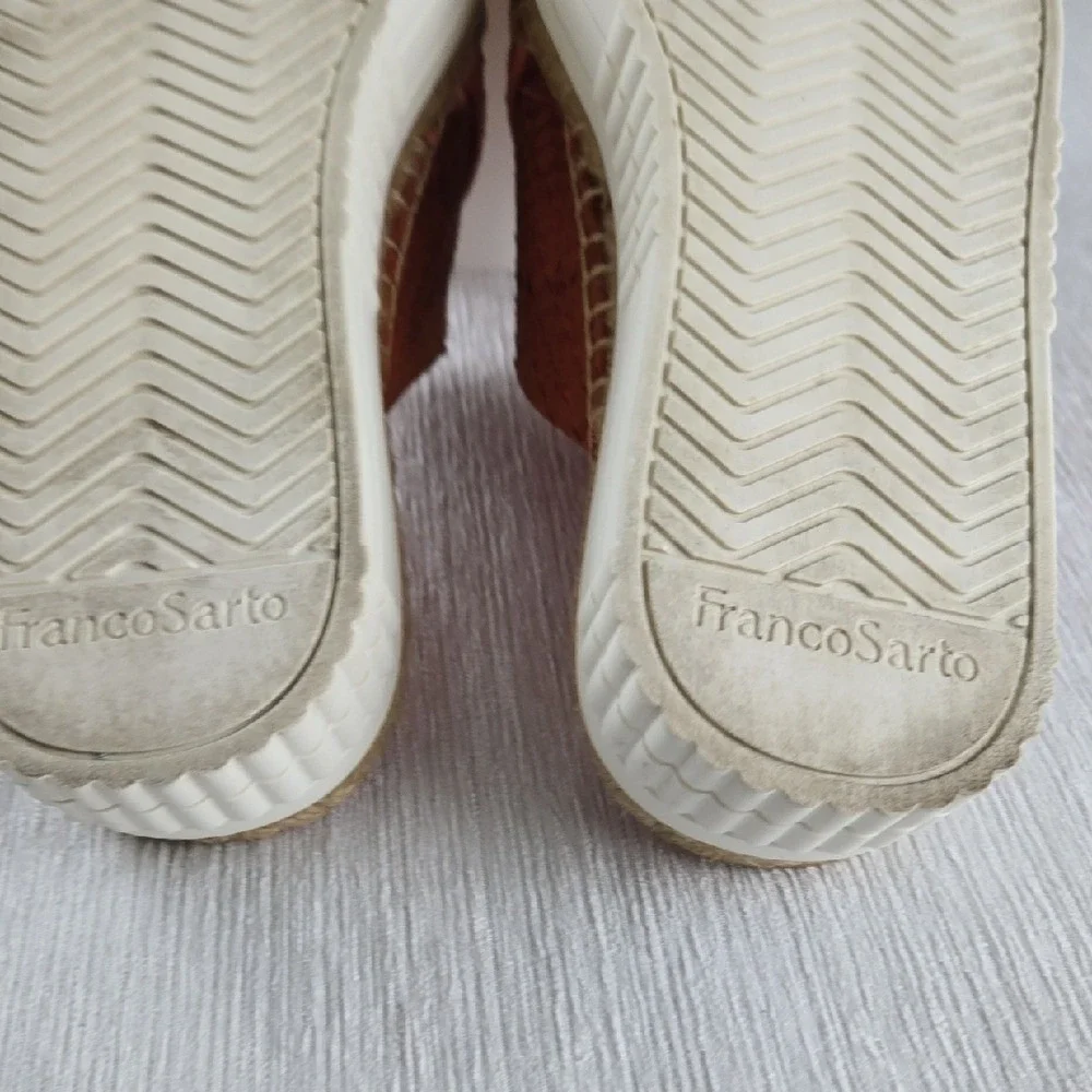 Franco Sarto Birch Orange Snakeskin Leather Espadrille Platform Sandals Mens 8M